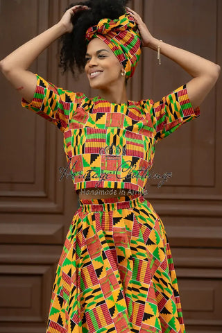 Teju Kente Skirt Set Clothing