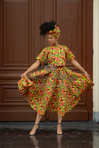 Teju Kente Skirt Set Clothing