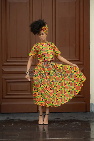 Teju Kente Skirt Set Clothing