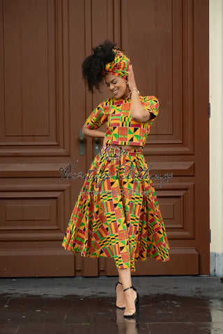 Teju Kente Skirt Set Clothing