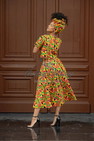 Teju Kente Skirt Set Clothing