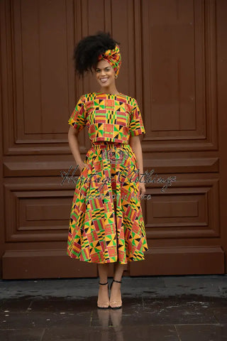 Teju Kente Skirt Set Clothing