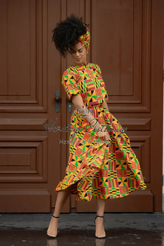 Teju Kente Skirt Set Clothing