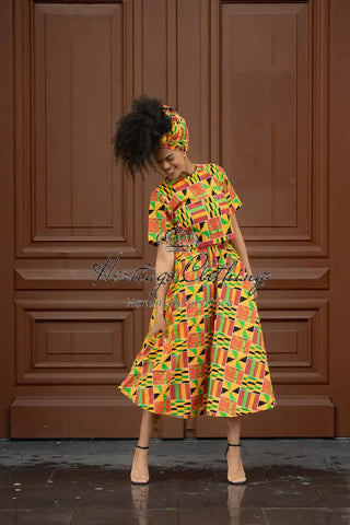 Teju Kente Skirt Set Clothing