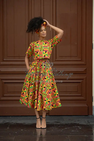 Teju Kente Skirt Set Clothing