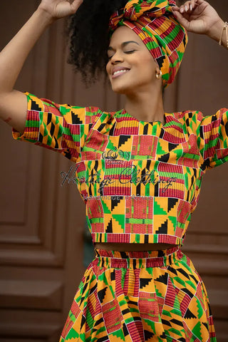 Teju Kente Skirt Set Clothing