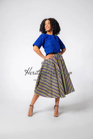 Teju Royal Blue Skirt Set Clothing