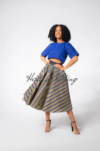 Teju Royal Blue Skirt Set Clothing