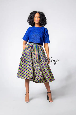 Teju Royal Blue Skirt Set Clothing