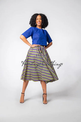 Teju Royal Blue Skirt Set Clothing