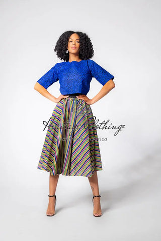 Teju Royal Blue Skirt Set Clothing