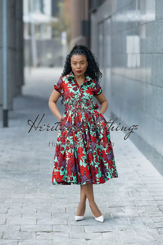 THANDIWE GREEN AND RED DRESS Dresses