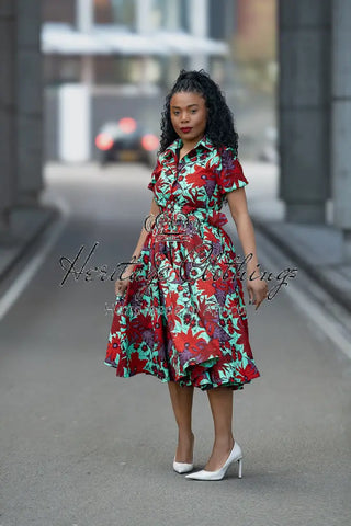 THANDIWE GREEN AND RED DRESS Dresses