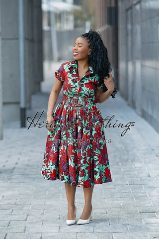 THANDIWE GREEN AND RED DRESS Dresses