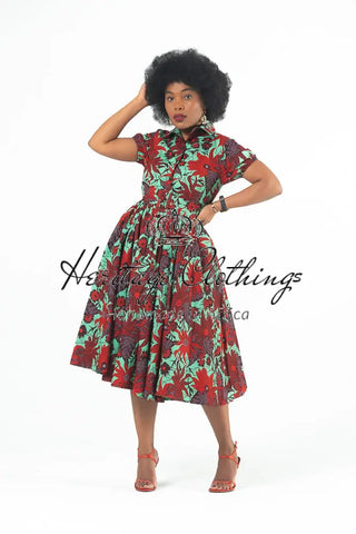 Thandiwe Green And Red Dress Dresses