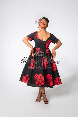 Theresa Red And Black Dress Clothing