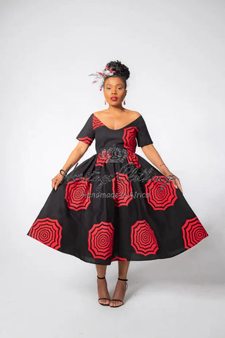 Theresa Red And Black Dress Clothing