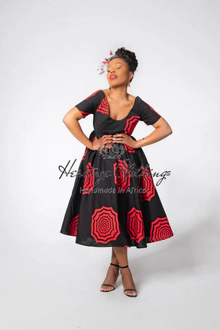 Theresa Red And Black Dress Clothing