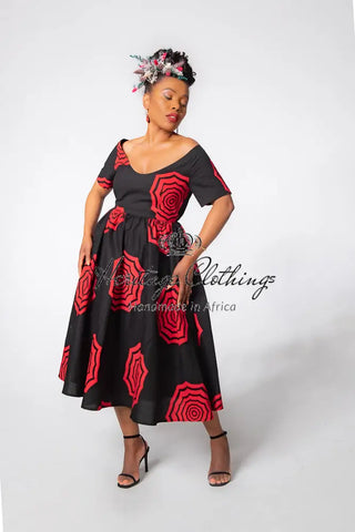 Theresa Red And Black Dress Clothing