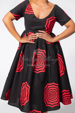 Theresa Red And Black Dress Clothing