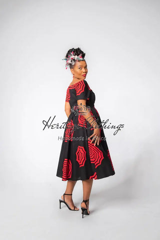 Theresa Red And Black Dress Clothing