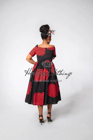 Theresa Red And Black Dress Clothing