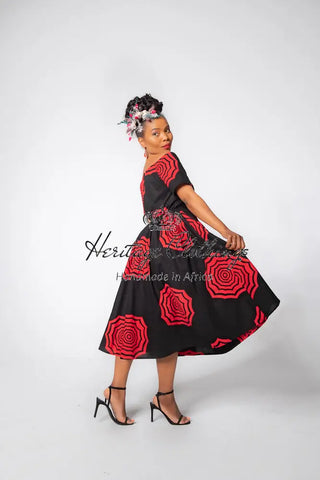 Theresa Red And Black Dress Clothing