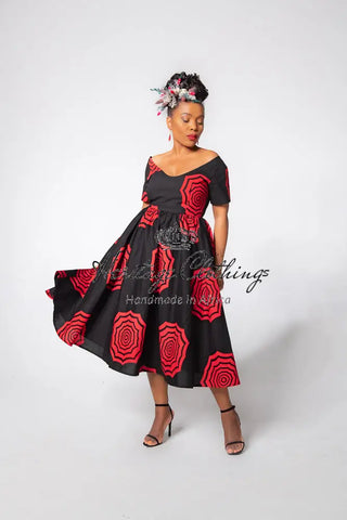 Theresa Red And Black Dress Clothing