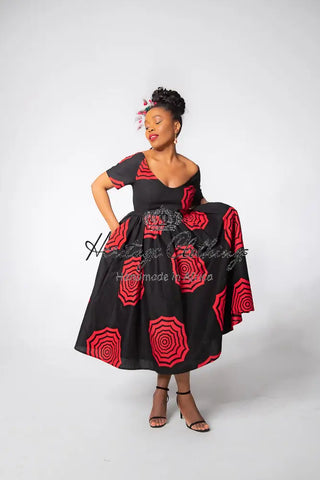 Theresa Red And Black Dress Clothing