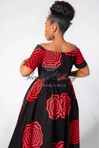 Theresa Red And Black Dress Clothing