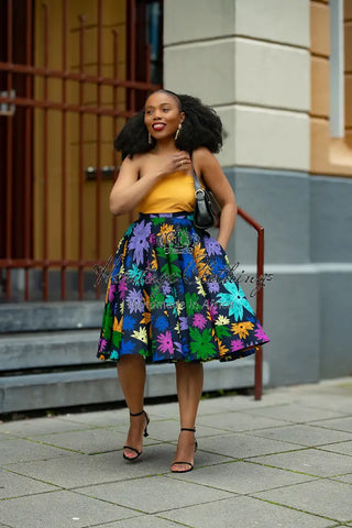 Yomi Floral Skater Skirt Skirts