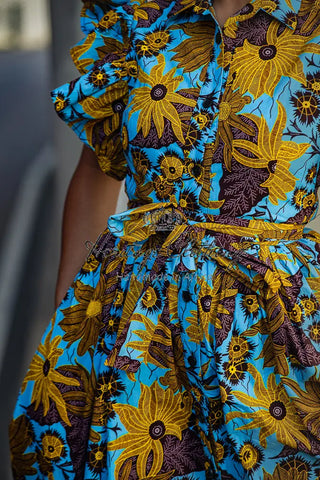 Zendaya Blue And Brown Floral Midi Dress