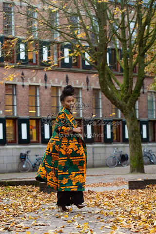 Zola Green And Orange Duster Jacket Dresses