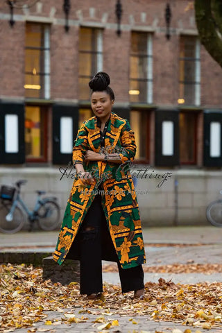 Zola Green And Orange Duster Jacket Dresses