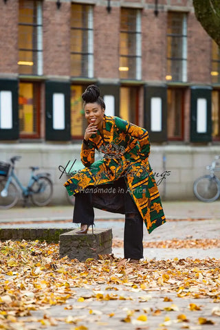 Zola Green And Orange Duster Jacket Dresses