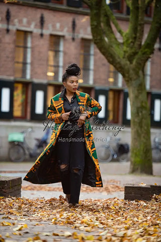 Zola Green And Orange Duster Jacket Dresses