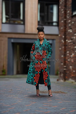 Zola Green And Red Duster Jacket Dresses