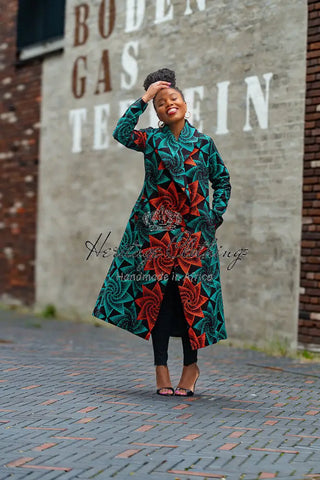 Zola Green And Red Duster Jacket Dresses