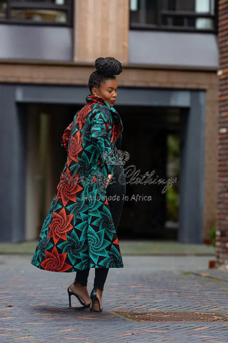 Zola Green And Red Duster Jacket Dresses