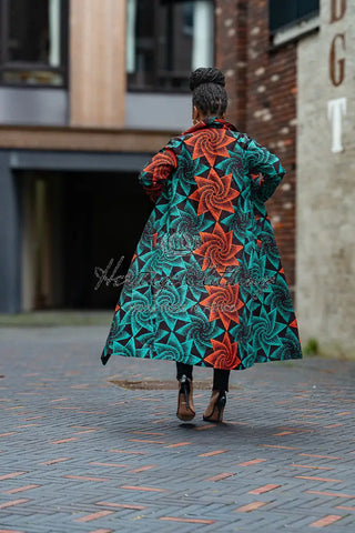 Zola Green And Red Duster Jacket Dresses