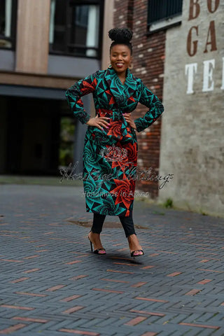 Zola Green And Red Duster Jacket Dresses